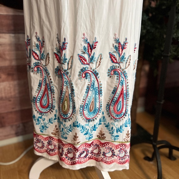 Theater D White Kimono Duster w/ Appliqué Flowers & Blue Cord Tie – Size S - Picture 7 of 8